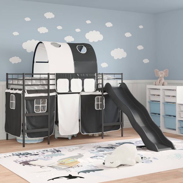 vidaXL Lit mezzanine pour enfants Noir 74,5 x 190 cm M&eacute;tал
