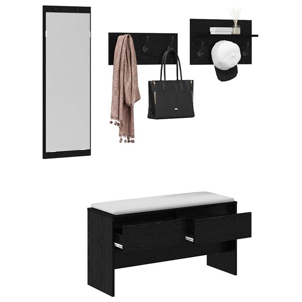 vidaXL Ensemble de meubles d'entr&eacute;e 4 pcs Ch&ecirc;ne noir Bois d'ing&eacute;nierie