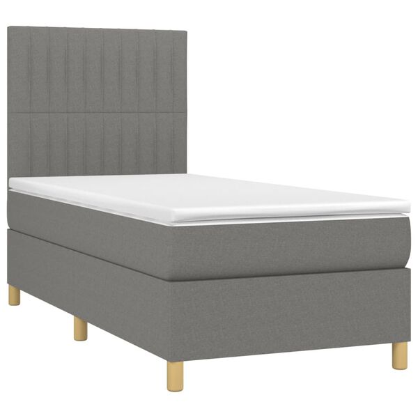vidaXL Sommier &agrave; lattes de lit avec matelas Gris fonc&eacute; 100x200cm Tissu