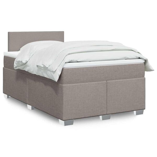 vidaXL Sommier &agrave; lattes de lit avec matelas taupe 120x190 cm tissu