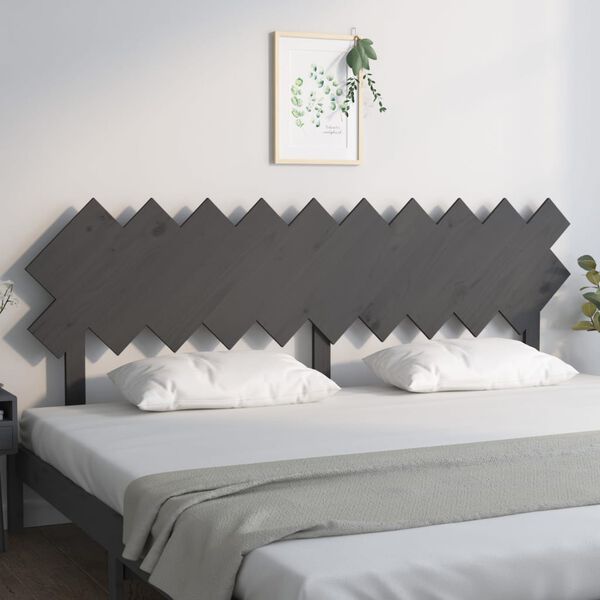 vidaXL T&ecirc;te de lit Gris 196x3x80,5 cm Bois massif de pin