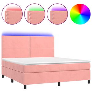 vidaXL Sommier &agrave; lattes de lit matelas et LED Rose 180x200 cm Velours