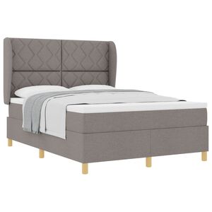 vidaXL Lit &agrave; ressorts avec matelas gris fonc&eacute; 90x190 cm Taupe tissu