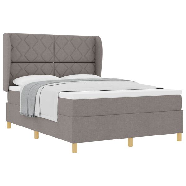 vidaXL Lit &agrave; ressorts avec matelas gris fonc&eacute; 90x190 cm Taupe tissu