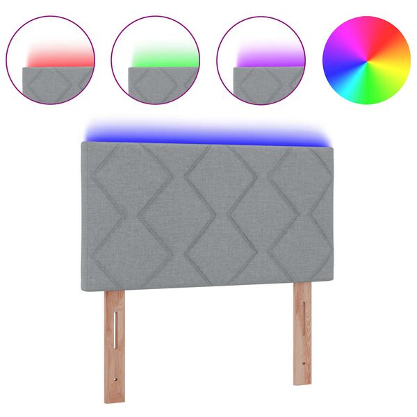 vidaXL T&ecirc;te de lit avec des lumi&egrave;res &agrave; LED Gris clair 90 cm tissu