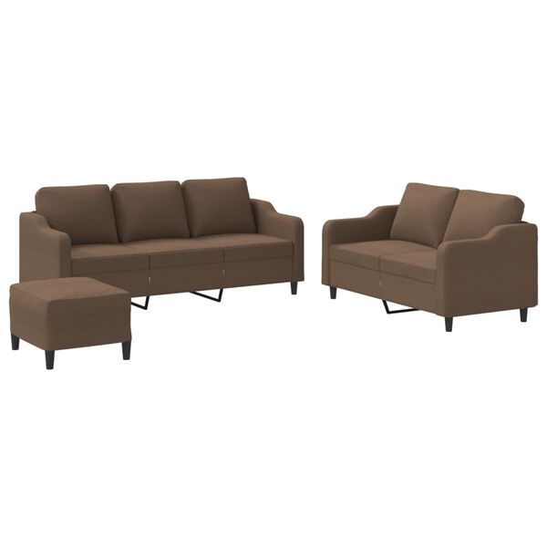 vidaXL Ensemble de canap&eacute;s 3 pcs avec coussins Marron Tissu