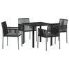 vidaXL Ensemble de salle &agrave; manger pour jardin 5 pcs Noir Rotin PE