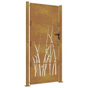 vidaXL Portail de jardin 100x200 cm en acier Corten avec motif gazon