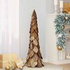 vidaXL Sapin de Noël avec support Marron 110 cm Bois de teck solide