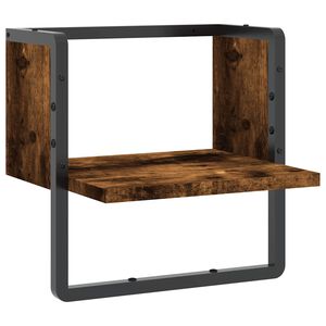 vidaXL &Eacute;tag&egrave;re murale avec barre ch&ecirc;ne fum&eacute; 30x25x30 cm