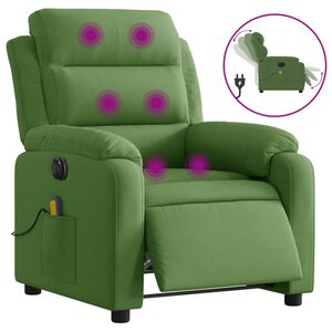 vidaXL Fauteuil inclinable de massage &eacute;lectrique vert clair velours