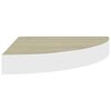 vidaXL Étagères d'angle murales 2 pcs Chêne et blanc 25x25x3,8 cm MDF