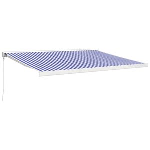 vidaXL Auvent r&eacute;tractable bleu et blanc 4x3 m tissu et aluminium