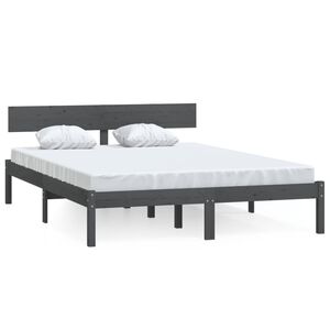 vidaXL Cadre de lit sans matelas gris bois de pin massif