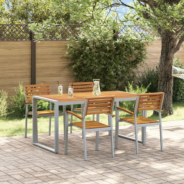 vidaXL Ensemble de salle &agrave; manger pour jardin 5 pcs Gris