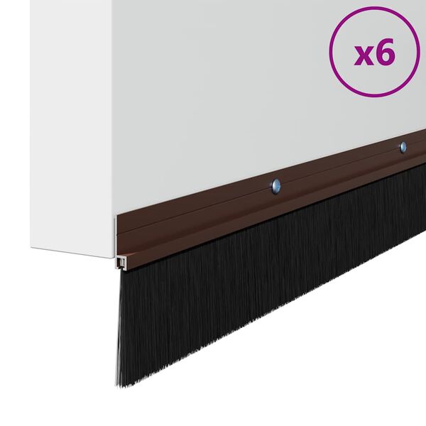 vidaXL Brosses d'&eacute;tanch&eacute;it&eacute; pour porte &agrave; visser 6 pcs Marron 100 cm