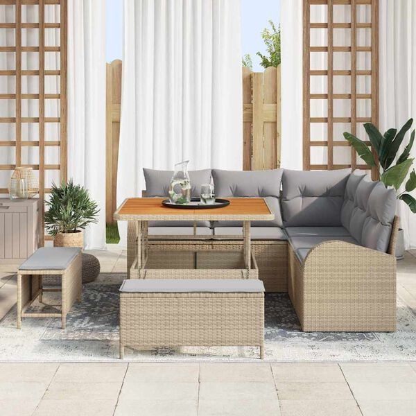 vidaXL Ensemble de canap&eacute; de jardin 8 pcs Beige et Gris clair