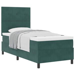 vidaXL Lit &agrave; ressorts avec matelas Vert fonc&eacute; 90 x 190 cm tissu