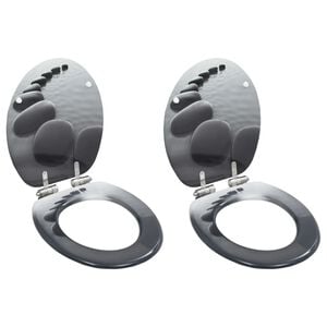 vidaXL lot de 2 Si&egrave;ges WC MDF couvercle &agrave; fermeture en douceur Pierres