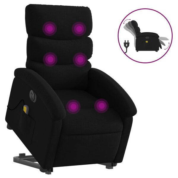 vidaXL Fauteuil inclinable de massage &eacute;lectrique Noir Tissu