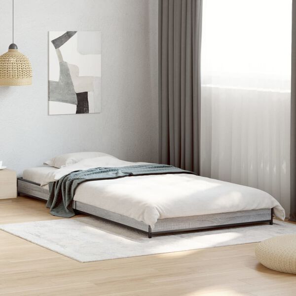 vidaXL Cadre de lit sans matelas sonoma gris 90x190 cm
