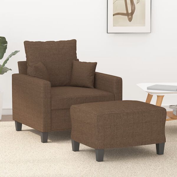 vidaXL Fauteuil avec repose-pied Marron 60 cm Tissu