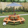 vidaXL Table de pique-nique pour 6 enfants avec parasol hexagone sapin
