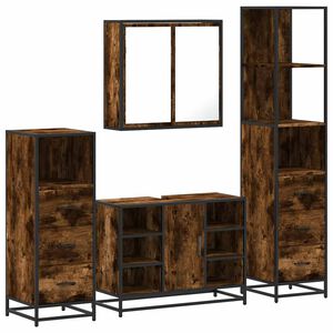 vidaXL Ensemble meubles salle de bain 4 pcs ch&ecirc;ne fum&eacute; bois ing&eacute;nierie