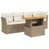 vidaXL Salon de jardin avec coussins 5 pcs beige r&eacute;sine tress&eacute;e