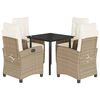 vidaXL Ensemble &agrave; manger de jardin avec coussins 5pcs Beige poly rotin