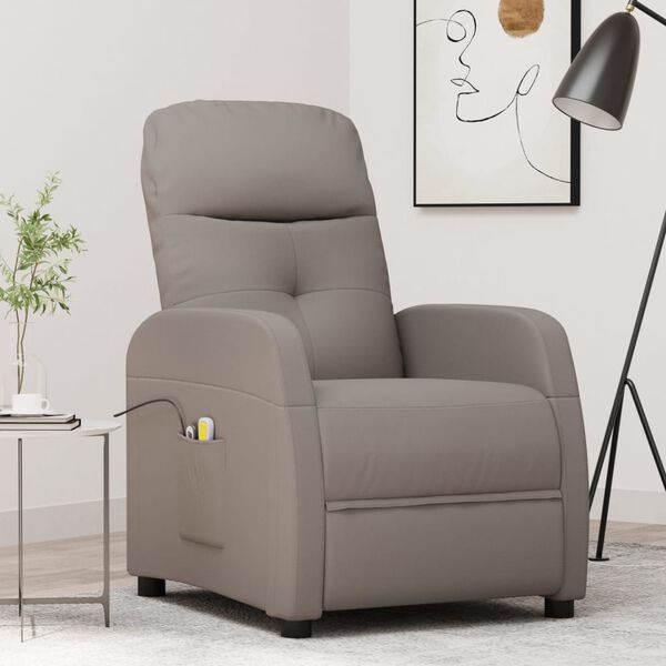 vidaXL Fauteuil de massage Taupe Tissu