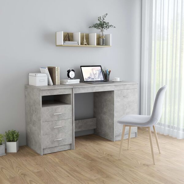 vidaXL Bureau Gris béton 140x50x76 cm Bois d’ingénierie