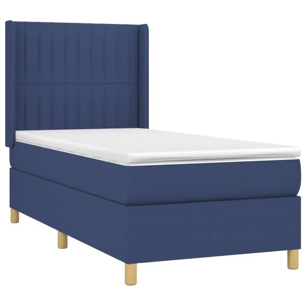 vidaXL Sommier &agrave; lattes de lit avec matelas Bleu 90x200 cm Tissu