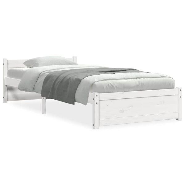vidaXL Cadre de lit sans matelas blanc bois massif 75x190 cm