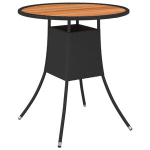 vidaXL Table &agrave; d&icirc;ner de jardin Noir &Oslash; 70 cm R&eacute;sine tress&eacute;e et acacia