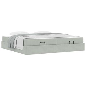 vidaXL Cadre de lit avec matelas avec matelas 2 pcs Gris clair Velours