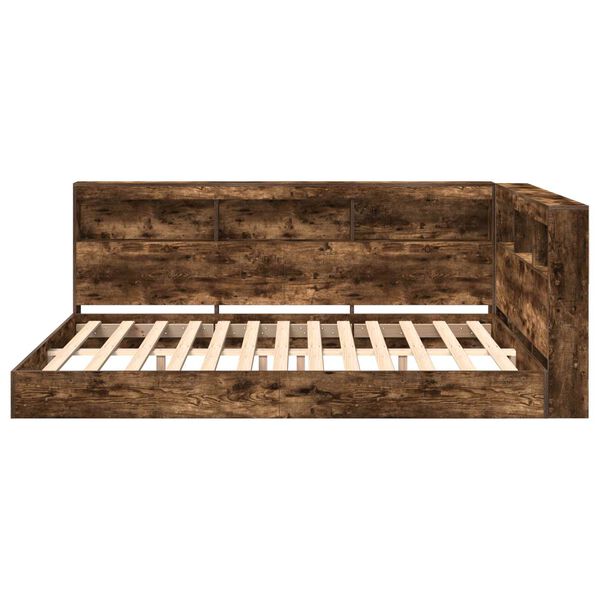 vidaXL Lit Biblioth&egrave;que Ch&ecirc;ne fum&eacute; 140 x 200 cm Bois d'ing&eacute;nierie