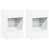 vidaXL Meubles muraux avec lumi&egrave;res LED pour TV 2 pcs blanc 40x30x60,5 cm