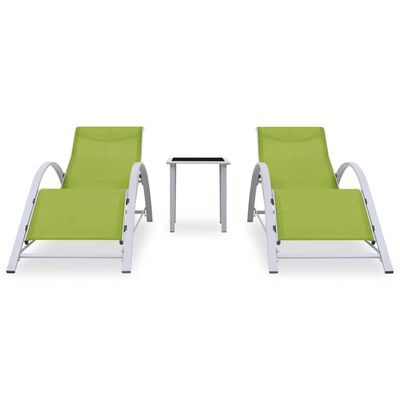 vidaXL Chaises longues 2 pcs avec table Aluminium Vert