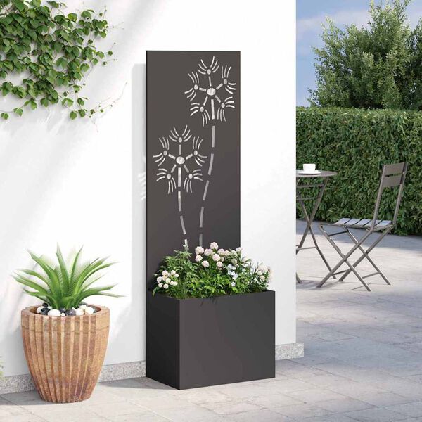vidaXL &Eacute;cran de confidentialit&eacute; de jardin Floral Noir 50 x 140 cm