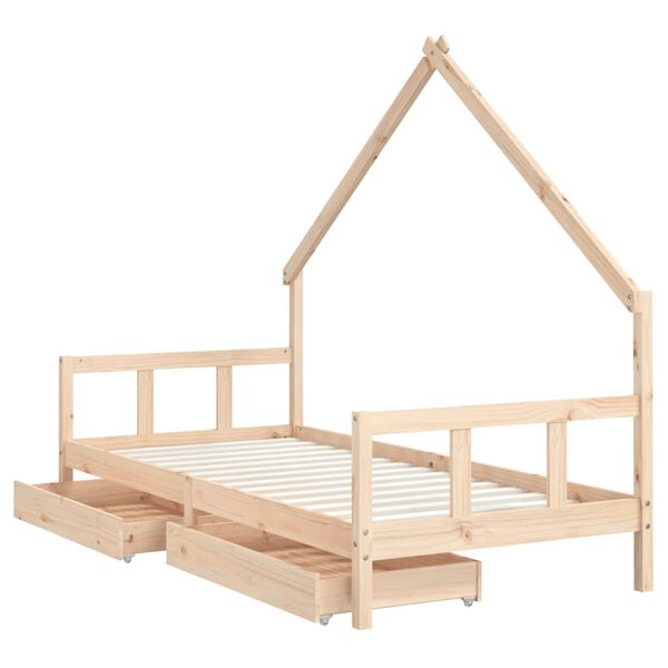 vidaXL Cadre de lit d'enfants et tiroirs 90x190 cm bois de pin massif