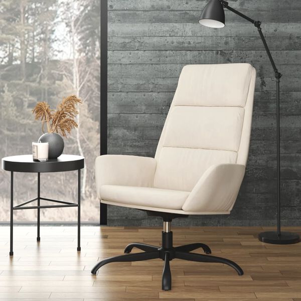vidaXL Chaise de relaxation cr&egrave;me velours