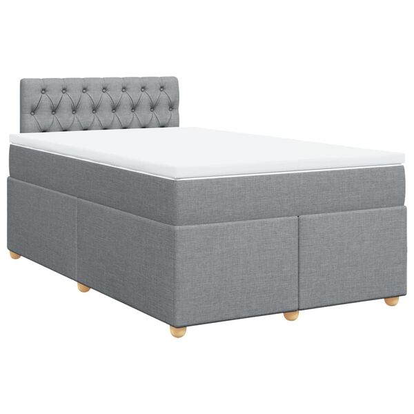 vidaXL Sommier &agrave; lattes de lit et matelas gris clair 120x190 cm tissu