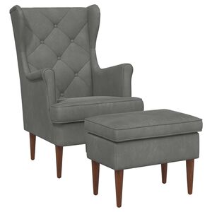 vidaXL Fauteuil avec pouf 2 pc Gris fonc&eacute; Velours