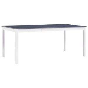 vidaXL Table &agrave; manger Blanc et gris 180x90x73 cm Bois de pin