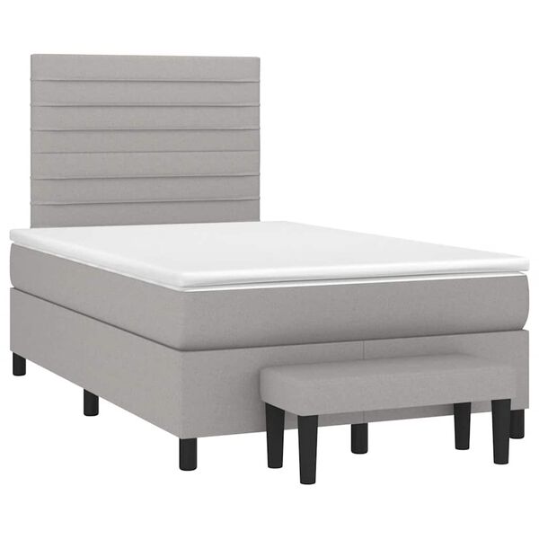 vidaXL Sommier &agrave; lattes de lit et matelas gris clair 120x190 cm tissu