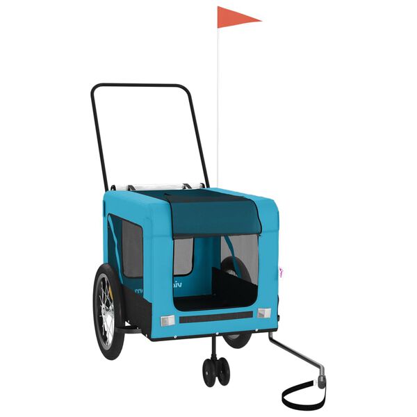 vidaXL Remorque de vélo pour animaux de compagnie bleu et noir