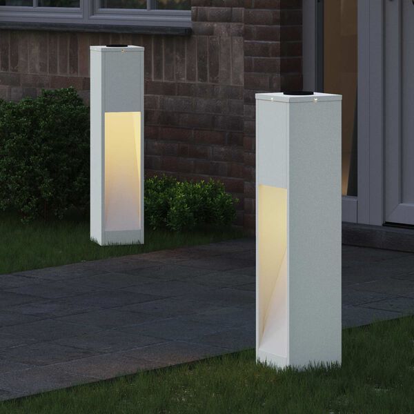vidaXL Lumi&egrave;re de Chemin LED Solaire 2 pcs Blanc Acier lamin&eacute; &agrave; froid