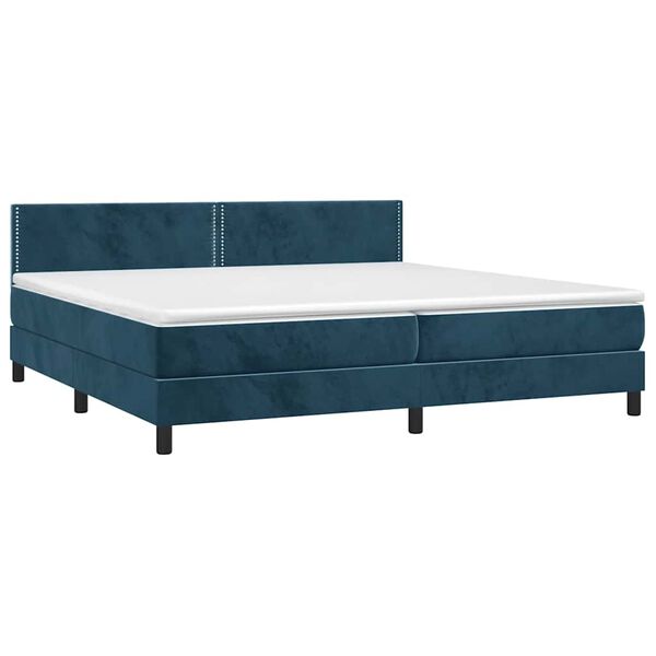 vidaXL Sommier &agrave; lattes de lit et matelas Bleu fonc&eacute; 200x200cm Velours