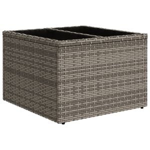 vidaXL Table de jardin dessus en verre gris 55x55x37 cm r&eacute;sine tress&eacute;e